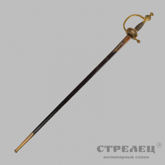 фото — шпага прусская пехотная офицерская с украшенным клинком, 19 век